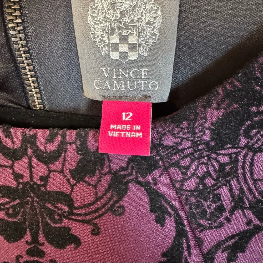 Vince Camuto Burgundy and Black Damask Dress - Picture 3 of 10